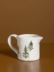 Letieră din ceramică albă cu motive de iarnă pictate manual, 7 × 11,5 × 6,5 cm, „Slalom"