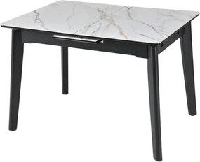 Masa extensibila OSTEN, alb cu efect de marmura/auriu/negru, 110/140x8