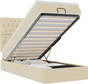 vidaXL Cadru de pat otoman cu saltea crem 80x200cm stofa