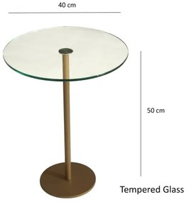 Măsuță laterală SOCIAL 50x40 cm auriu/transparent