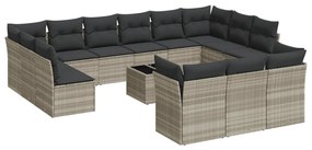 3250301 vidaXL Set mobilier de grădină cu perne,14 piesegri deschis, poliratan