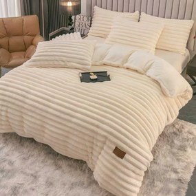 Lenjerie Cocolino uni, 4 piese, crem, cearceaf cu elastic 180x200 cm