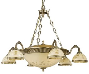 Candelabru cu 6 brate din alama cu sticla decorata design italian 6208