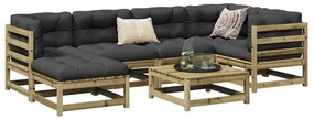 vidaXL Set canapele grădină cu perne, 7 piese, lemn de pin tratat