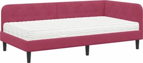 vidaXL Cadru de pat colțar Roșu Vin 90 x 200 cm Catifea