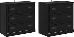 vidaXL Bufeturi 2 pcs Stejar Negru 70 x 35,5 x 67,5 cm Lemn compozit