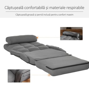 Fotoliu Pat HOMCOM reglabil pe 5 nivele 78x62x70cm, gri | Aosom Romania