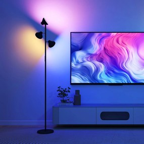 HOMCOM Lampă de Podea cu 3 Capete Reglabile Independent Φ25x170 cm Negru | Aosom Romania