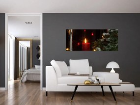 Tablou - Lumânare strălucitoare de Crăciun (120x50 cm)
