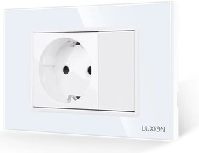 Priza Simpla si 1 Tasta Falsa cu Rama din Sticla LUXION, Standard Italian, 3M