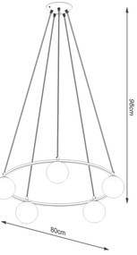 Lustră pe cablu Sollux SL.1214 YOLI 5xG9/8W/230V negru