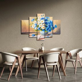 Tablou pictat cu vaza și flori (150x105 cm)