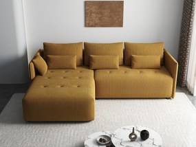 Colțar extensibil dumonde cu ladă de depozitare si sezut confortabil din spuma high-density, Malta Zoom Mustar II 235x185 cm