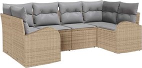 vidaXL Set de canapele pentru grădină cu pernă 6 pcs Bej Poli Rattan