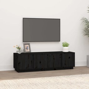 814463 vidaXL Comodă TV, negru, 140x40x40 cm, lemn masiv de pin