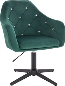 HR830CCROSS Scaun Verde Catifea cu Bază Neagră