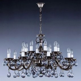 Candelabru cristal Bohemia 16 brate, diam.81cm VIKTORIE XVI. nickel antique 8006 CE