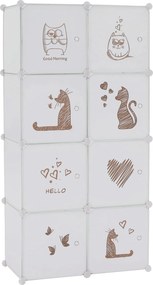 Dulap copii KIRBY, alb/maro, metal/plastic, 75x37x147 cm