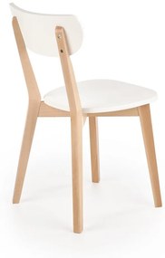 Set masa extensibila Ruben alb/stejar miere L102-142 cm + 4 scaune Buggi alb/natur