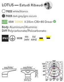 Aplica LED moderna de exterior ambientala IP65 LOTUS gri