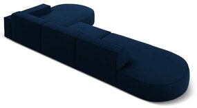 Colțar albastru cu tapițerie din catifea (cu șezlong pe partea dreaptă) Jodie - Micadoni Home