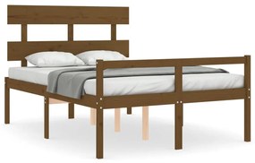 3195329 vidaXL Cadru de pat senior cu tăblie dublu, maro miere, lemn masiv