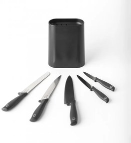 Set 5 cutite Brabantia Tasty+ 1001177, Otel calit, Rezistent la zgarieturi si coroziune, Gri inchis