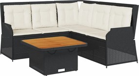 vidaXL Set mobilier relaxare grădină 4 piese cu perne poliratan negru