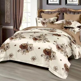 Lenjerie de pat 2 persoane, bumbac finet, 6 piese, 2 fete, SP1014