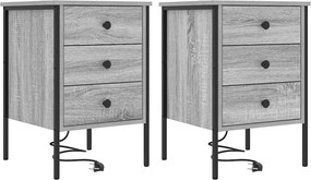 vidaXL Dulap de noapte 2 pcs Gri Sonoma 42 x 41 x 61 cm Lemn compozit
