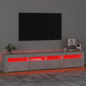 Comodă tv cu lumini led, gri beton, 210x35x40 cm