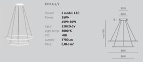 Lustra LED circulara cu 2 inele 80/60cm ERIKA