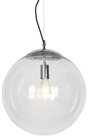 Lampă suspendată scandinavă crom cu sticlă transparentă - Ball 40