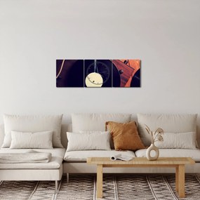 Tablou - Discuri de gramafon (cu ceas) (90x30 cm)