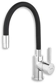 Baterie de chiuvetă cu pipă flexibilă FERRO crom lucios/negru mat