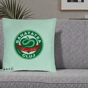 Perna Personalizata Sanatatea Cluj Servicii Publice 1986, 40x40 cm, Verde Menta, Husa Detasabila, Perna Inclusa, BEKZ®