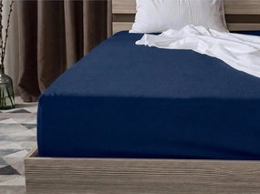 Cearsaf Jersey LUNA albastru inchis 160 x 200 cm, set 2 bucati
