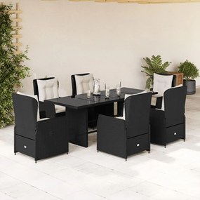 3262777 vidaXL Set mobilier de grădină cu perne, 7 piese, negru, poliratan