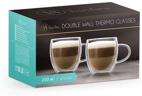 Ceasca de capuccino din sticla cu perete dublu, - 250 ml, 2 buc. pachet