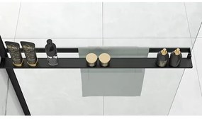 Paravan de dus tip Walk-in Rea Bler 80x195 cm si etajera cu suport negru