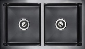 vidaXL Chiuvetă de bucătărie lucrată manual, negru, oțel inoxidabil