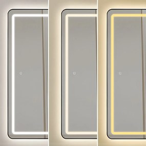 Oglinda LED Dreptunghiulara 50x160 cm, Iluminare 3 Nuanțe, Touch Control & Design Premium Rama Gold