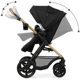 Cărucior de copii combinat 3 în 1 KINDERKRAFT MOOV 2 Pure black + scaun auto MINK PRO