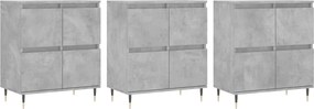 vidaXL Servante, 3 piese, gri beton, lemn prelucrat