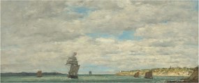 Tablou - Eugène Boudin, Coast of Brittany, reproducere (120x50 cm)