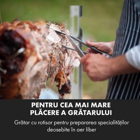 Klarstein Sauenland Survivor, grătar pentru porc, frigărui rotativ, 12 W, 70 kg max., oțel inoxidabil