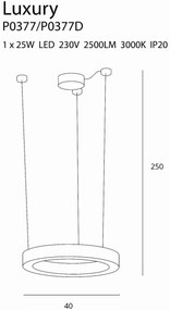 Lustra LED dimabila design minimalist Luxury, 40cm