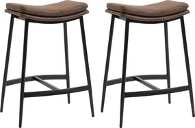 HOMCOM Set 2 Scaune de Bar în Stil Industrial, din Piele Ecologică, 48.5x38.5x68.5 cm, Negru și Maro | Aosom Romania