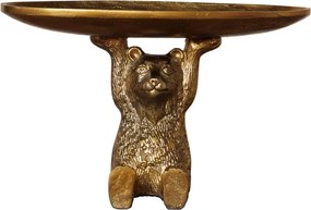 Tavă decorativă urs auriu, din aluminiu și cositor, H18 cm, Bear