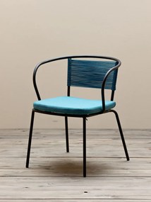 Scaun dining albastru din textil, Arena